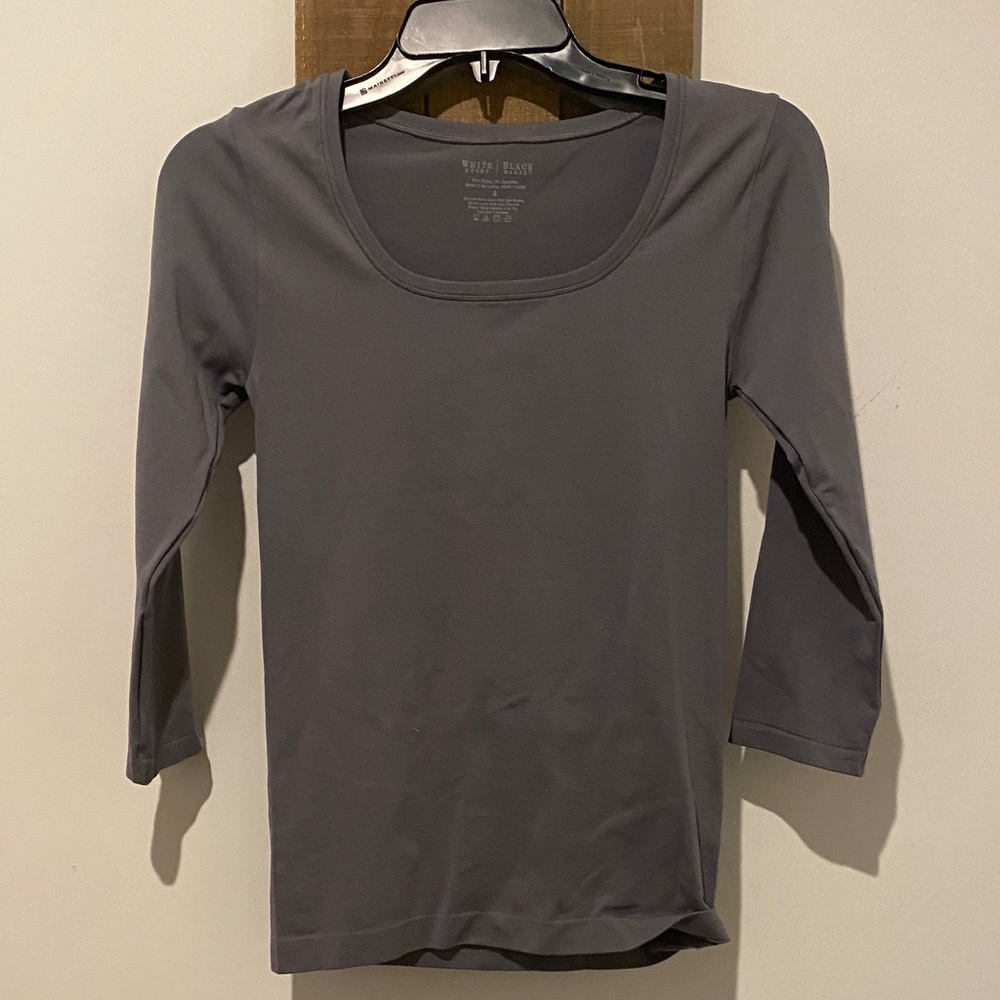 White House Black Market Gray Long Sleeve Top